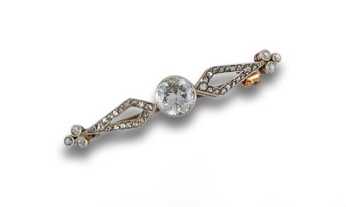 ALFILER ANTIGUO DE ORO, PLATINO Y DIAMANTES