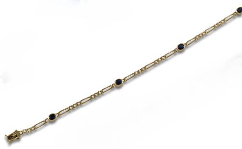PULSERA DE ESLABONES DE ORO CON CENTROS DE ZAFIRO