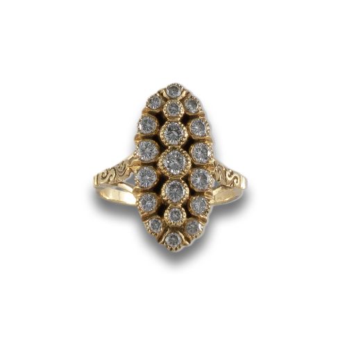 SORTIJA LANZADERA EN ORO DE 19K CON DIAMANTES