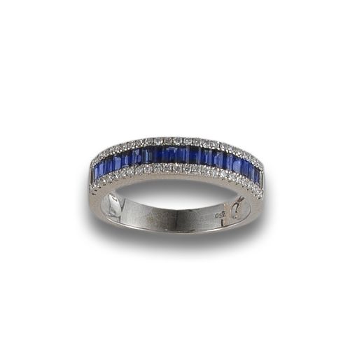 SORTIJA DE ORO BLANCO CON ZAFIROS Y DIAMANTES 