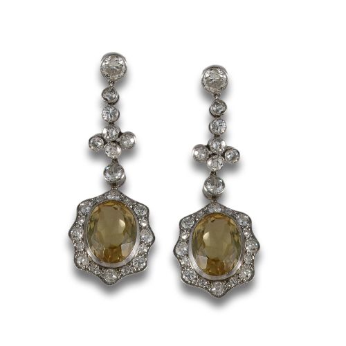 PENDIENTES DE PLATINO, DIAMANTES Y CITRINOS