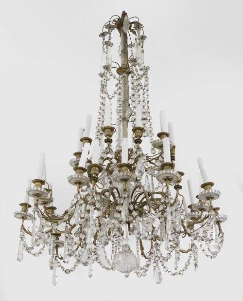 Lámpara de techo de bronce y cristal, Francia, c.1900