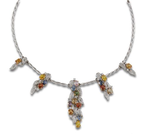 COLLAR MULTIGEMA DE ORO Y ZAFIROS FANTASIA