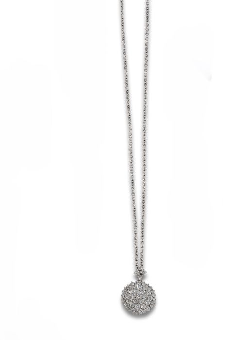 CADENA CON COLGANTE REDONDO DE ORO CON DIAMANTES