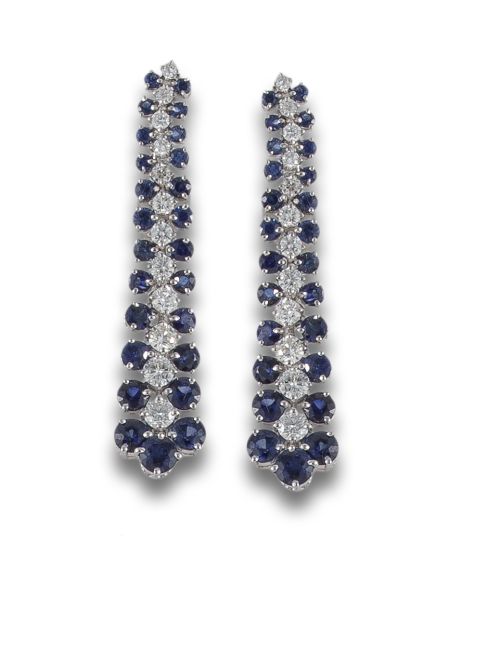 PENDIENTES LARGOS CON DIAMANTES Y ZAFIROS