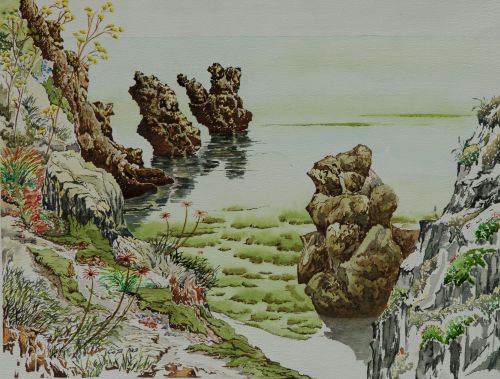 LUIS ÁNGEL DE COS PALACIOS, "Cala", 1993, Acuarela sobre pa