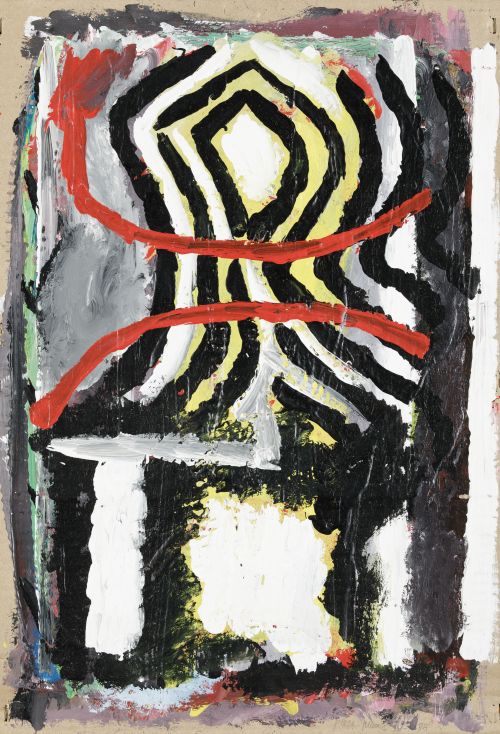 GABRIEL PÉREZ JUANA, "Composición", 1985, Óleo sobre cartón