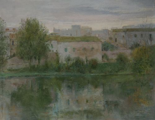 JOAQUIN SAENZ, "La orilla de Triana al atardecer", 1987-199