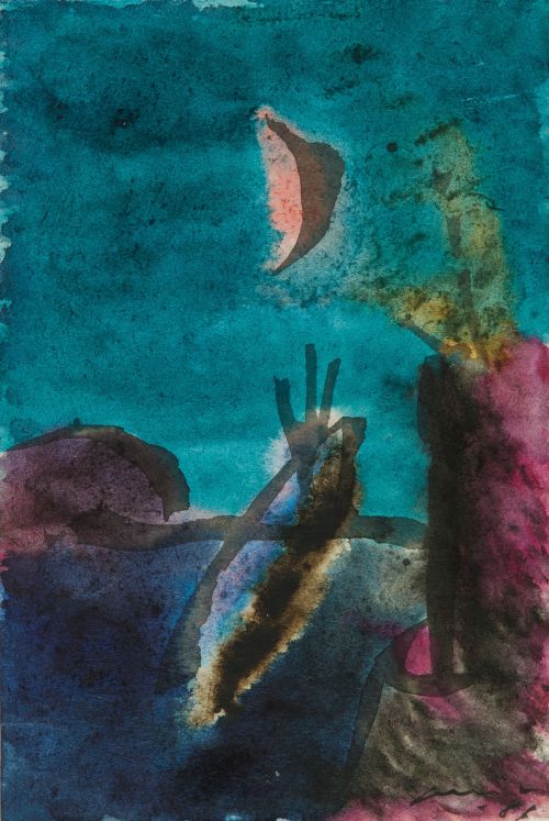 PEDRO SIMON, "7 p.m.", 1987, Acuarela sobre papel