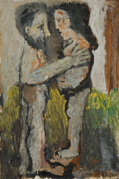 JOAN BENNASSAR VIVES, "Adán y Eva", 1984, Óleo sobre lienzo