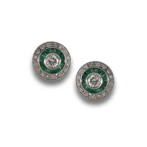PENDIENTES OJO DE PERDIZ DE PLATINO Y ESMERALDAS