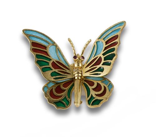 ALFILER MARIPOSA DE ORO Y ESMALTE.