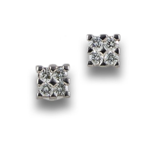 PENDIENTES CUADRADOS DE ORO BLANCO CON BRILLANTES