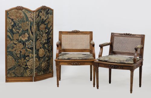 Two-panel folding screen, France, 20th century