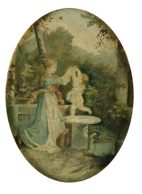 FRENCH SCHOOL (19TH CENTURY) "Playing with the child in the
