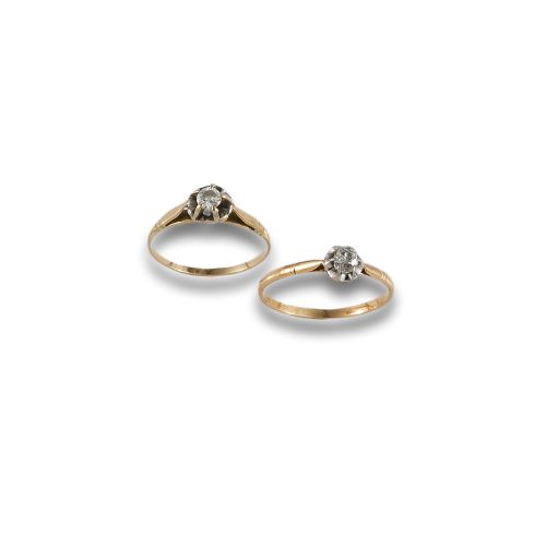DOS SOLITARIOS DE ORO Y DIAMANTES T. ANTIGUA