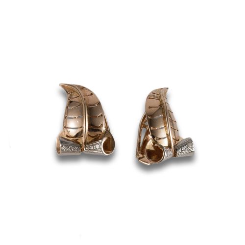 PENDIENTES MID CENTURY ORO ROSA