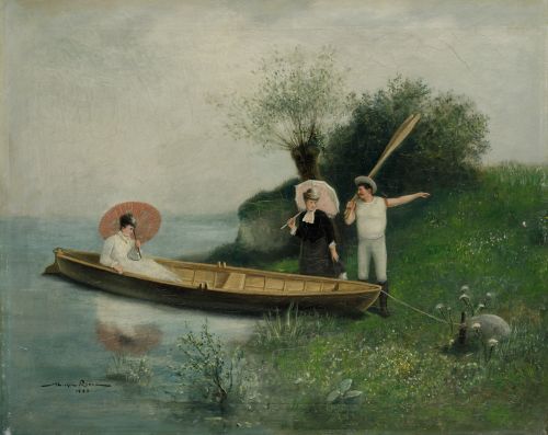 MICHEL REVOL, "Paseo en barca", 1885, Óleo sobre lienzo.