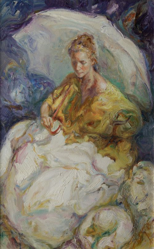 JOSÉ ROYO, "Junto al mar", Óleo sobre lienzo
