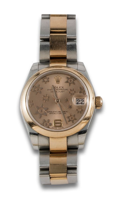 RELOJ ROLEX OYSTER PERPETUAL DATEJUST ESFERA FLORAL ACERO Y