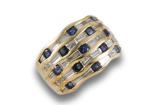 SORTIJA DE ORO CON ZAFIROS Y DIAMANTES