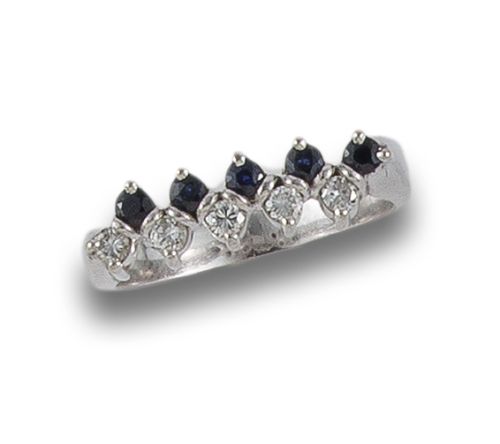 SORTIJA ORO BLANCO ZAFIROS Y BRILLANTES