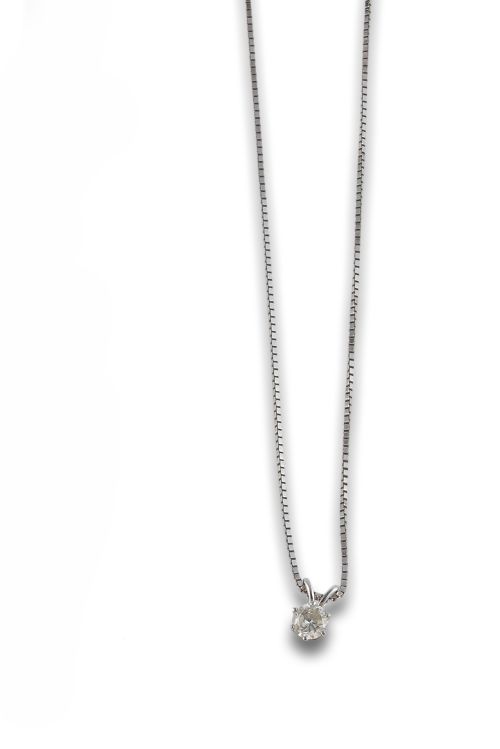 COLLAR Y COLGANTE DE ORO BLANCO Y BRILLANTE
