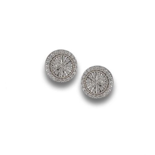 PENDIENTES BOTÓN ORO BLANCO Y BRILLANTES