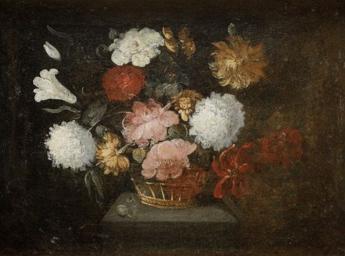 JOSE DE ARELLANO (Madrid 1653 - after 1714) "Baskets of Flo