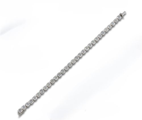 PULSERA RIVIERE DE ORO BLANCO CON DIAMANTES