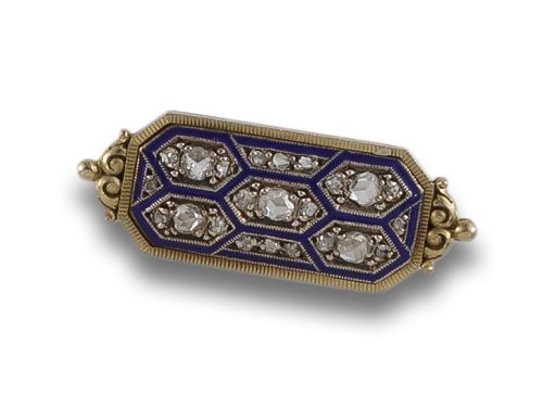 ALFILER ANTIGUO DE ORO, DIAMANTES Y ESMALTE.