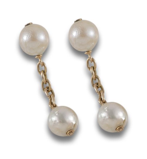 GEMELOS DE ORO AMARILLO CON PERLAS