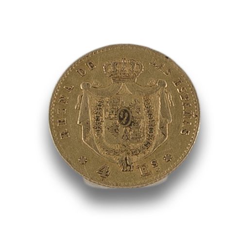 MONEDA DE 4 ESCUDOS ISABEL II DE ORO 