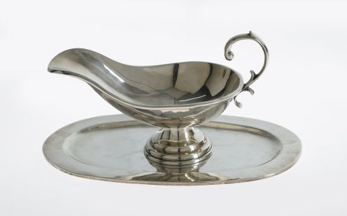 Salsera y bandeja ovalada de plata sterling ley 925, México