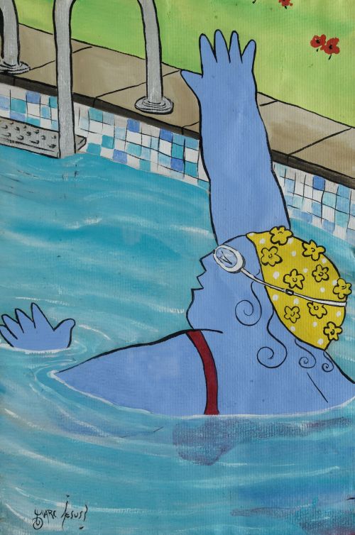 MARC JESÚS VIVES, "Bañista", Técnica mixta sobre papel