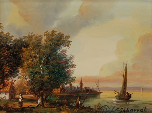 JOSÉ MARÍA SAMPAIO SABARRET, "Paisaje con ciudad costera al