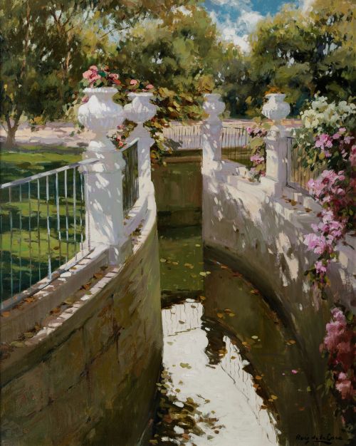 ÁNGEL RUIZ DE LA CASA, "Casa con foso", 1999, Óleo sobre li
