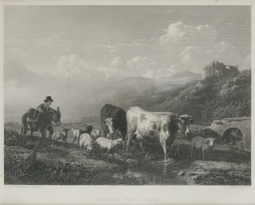 JOHN COUSEN, "Passing the brook", Litografía sobre papel