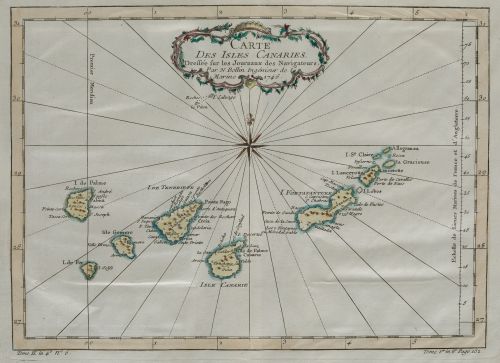 JACQUES NICOLAS BELLIN, "Carta náutica de las Islas Canaria