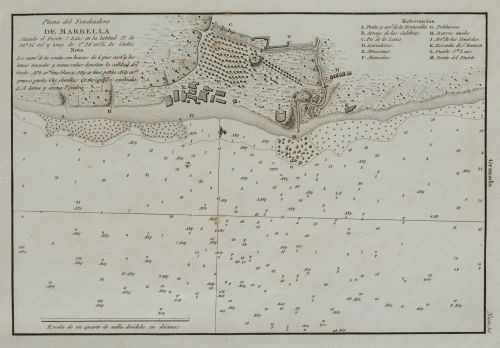 FELIPE BAUZÁ Y CAÑAS, "Carta náutica de Marbella", Grabado