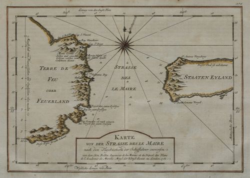 JACQUES NICOLAS BELLIN, "Argentina. Carta náutica", Grabado