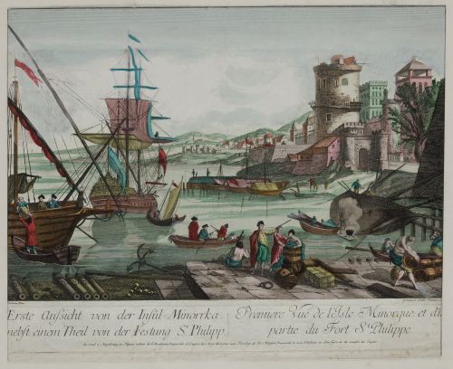 BALTHASAR FRIEDRICH LEIZELT, "Vista del Puerto de Mahón y p