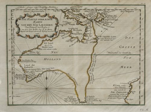 JACQUES NICOLAS BELLIN, "Mapa de Australia", Grabado al cob