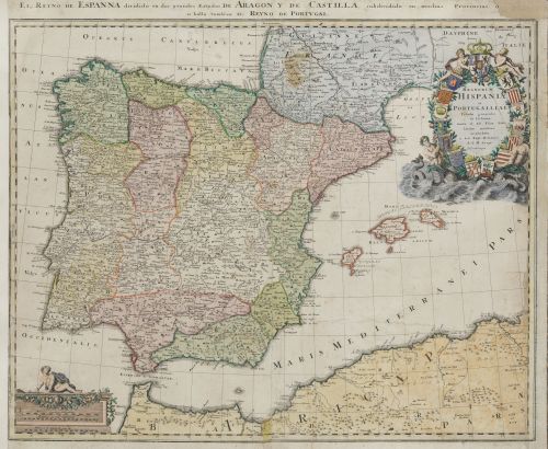 JOHANN BAPTISTE HOMANN, "Mapa de los Reinos de España y Por