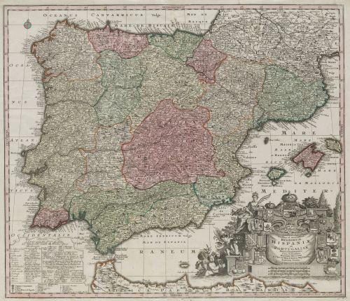 MATTHAEUS SEUTTER, "Mapa de España y Portugal", 1731-1742,