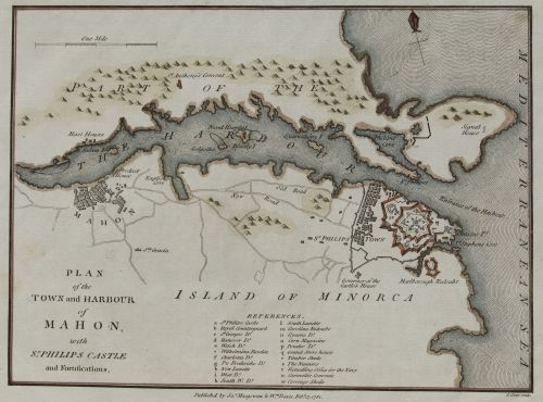 JOHN CARY, "Plano de la ciudad y Puerto de Mahón con el Cas