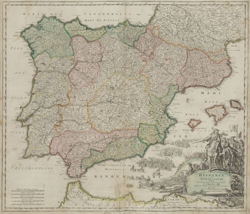 JOHANN BAPTISTE HOMANN, "Guerra de Sucesión: Mapa con la Fe