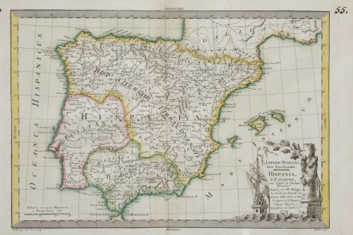 PHILIPPE PRÉTOT, "Mapa de Hispania", 1774, Grabado al cobre