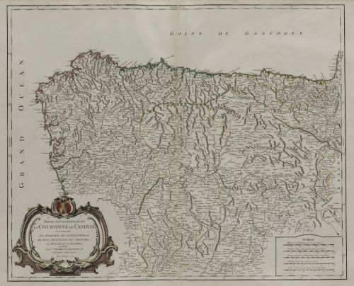 ROBERT DE VAUGONDY, "Mapa de Galicia, Asturias, León, Casti