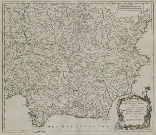 ROBERT DE VAUGONDY, "Mapa de Andalucía, Extremadura, Castil